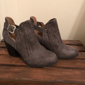 Grey heeled booties